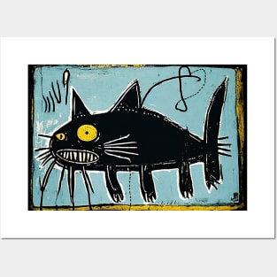 Neo-Expressionist Cat Fish (Catfish) Posters and Art